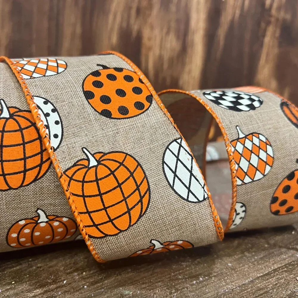 Pumpkin Patch Faux Linen Ribbon 2.5